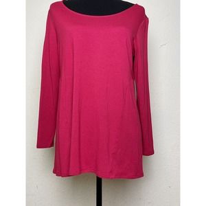 JJILL Dark Pink Scoop Neck Long Sleeve Women’s Shirt Stretch Medium Petite
